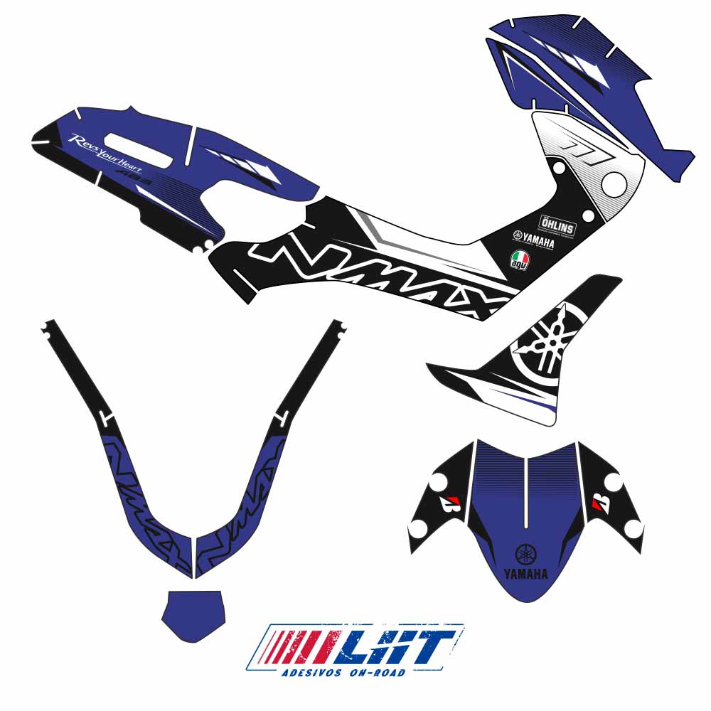 Adesivo Nmax 160 Completo 2015/2020 - Yamaha Racing Pro Azul - Imagem 3
