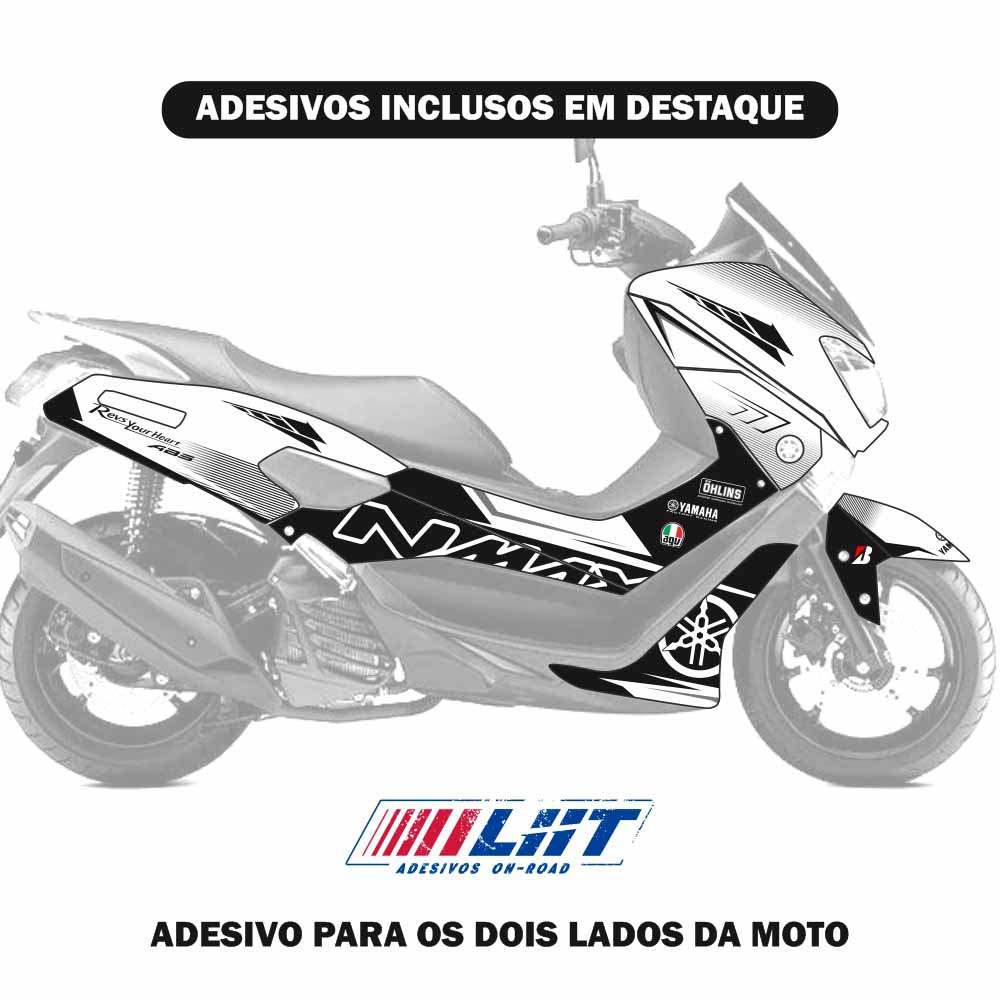 Adesivo Nmax 160 Completo 2015/2020 - Yamaha Racing Pro Branca - Imagem 2