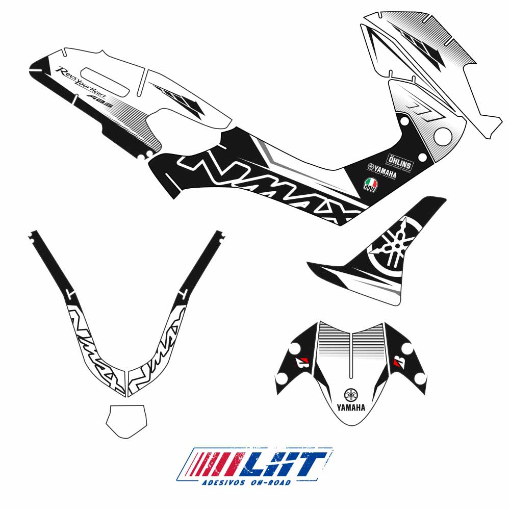 Adesivo Nmax 160 Completo 2015/2020 - Yamaha Racing Pro Branca - Imagem 3