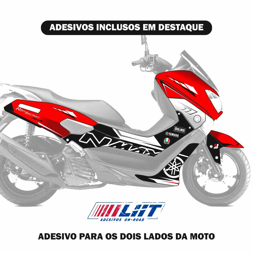 Adesivo Nmax 160 Completo 2015/2020 - Yamaha Racing Pro Vermelha - Imagem 2