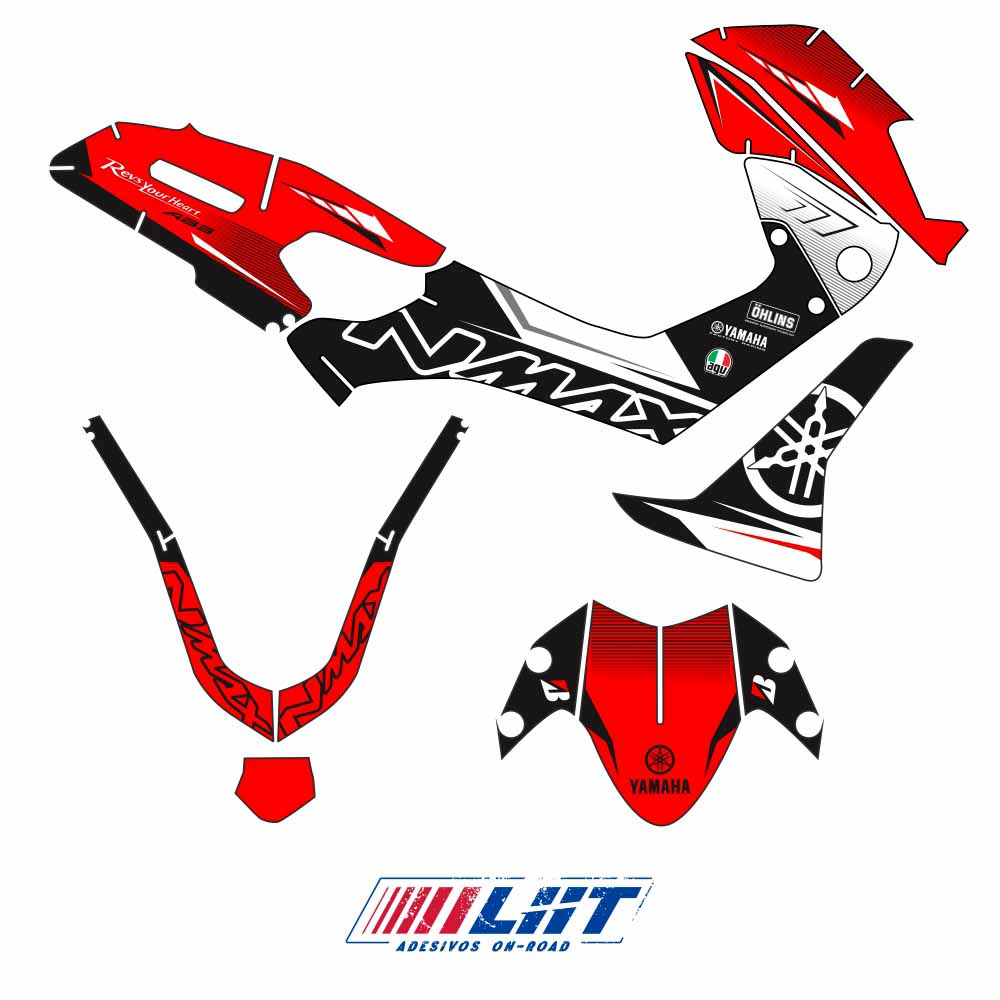 Adesivo Nmax 160 Completo 2015/2020 - Yamaha Racing Pro Vermelha - Imagem 3
