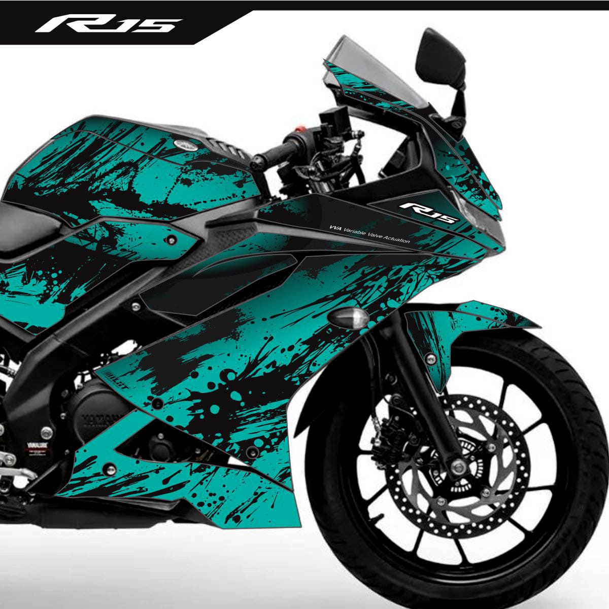 Adesivo R15 Yzf V3 Completo 2019/2026 - Splash Preto Turquesa