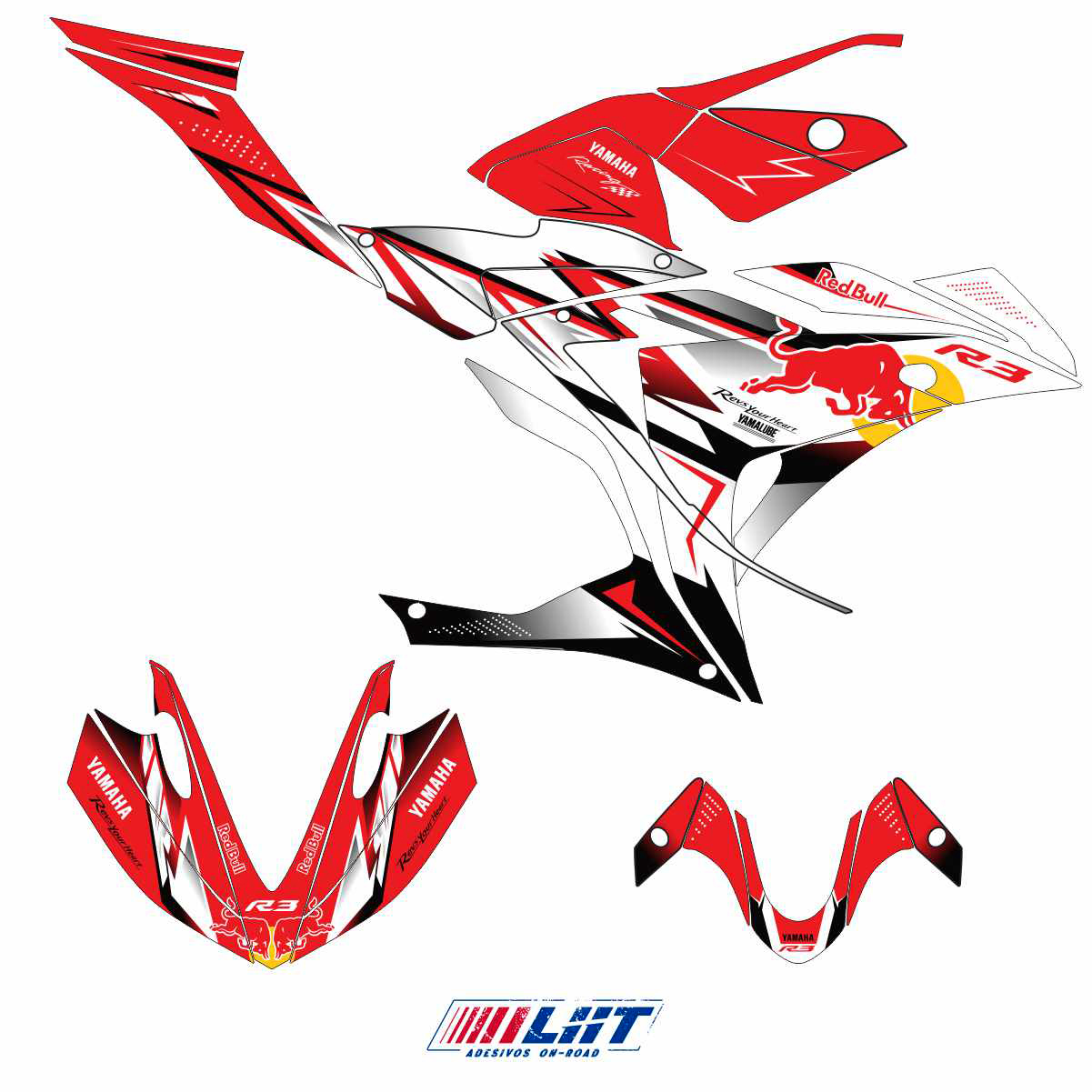 Adesivo R3 Completo 2013/2018 - R. Bull Racing Vermelha - Imagem 3