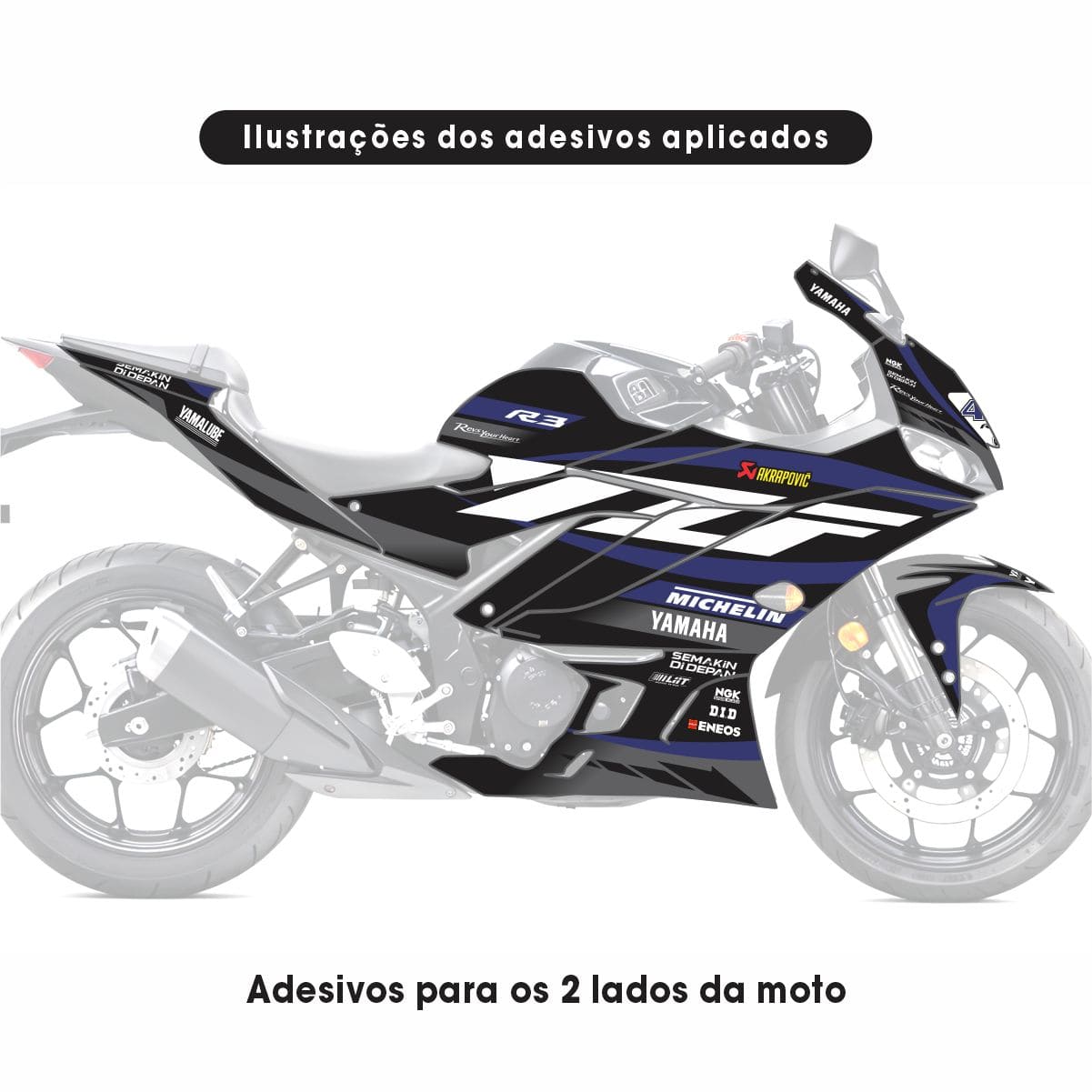 Adesivo R3 Completo 2020/2024 - Yzf Racing Preta - Imagem 2