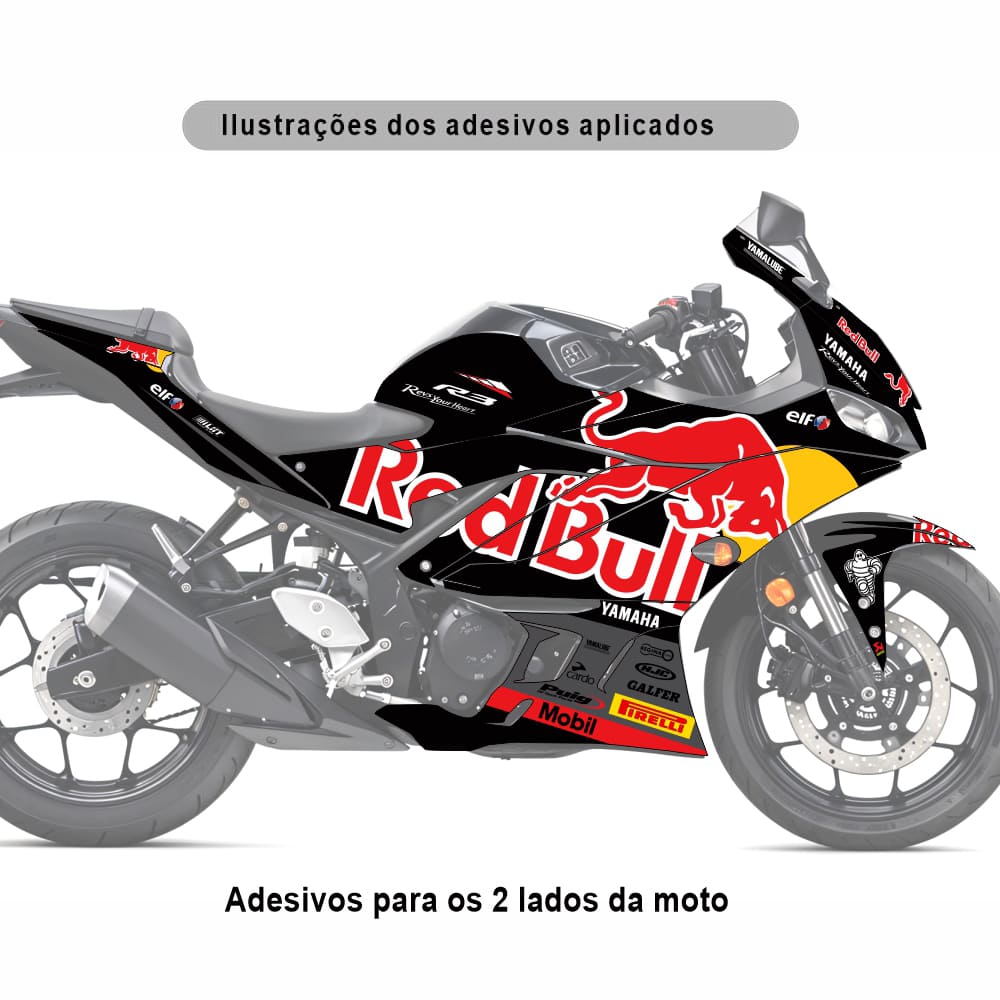 Adesivo R3 Completo 2020/2024 - R Bull Racing Preta - Imagem 2