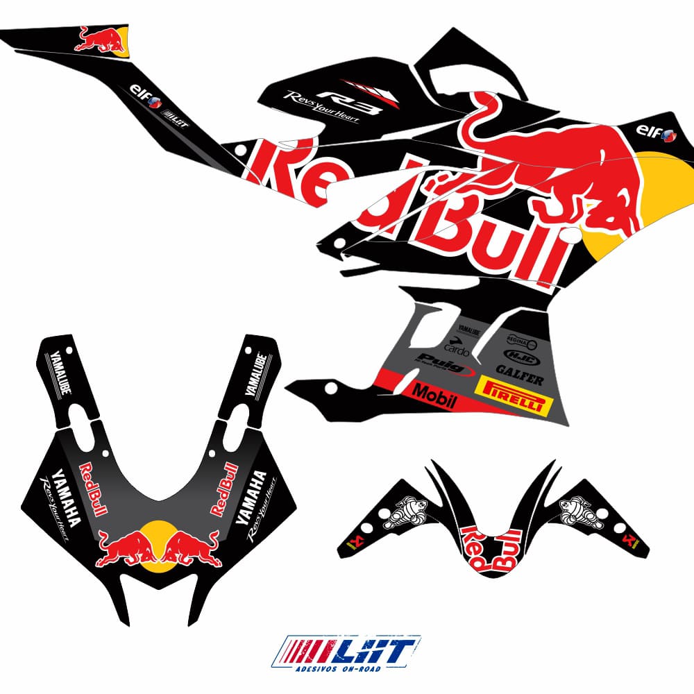 Adesivo R3 Completo 2020/2024 - R Bull Racing Preta - Imagem 3