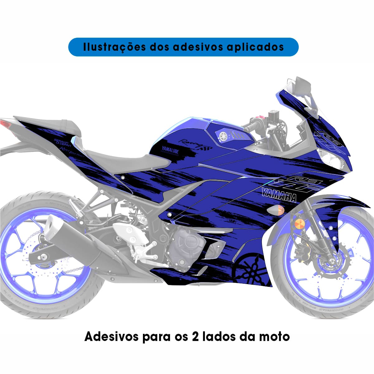 Adesivo R3 Completo 2020/2024 - Bomber Racing Azul - Imagem 2