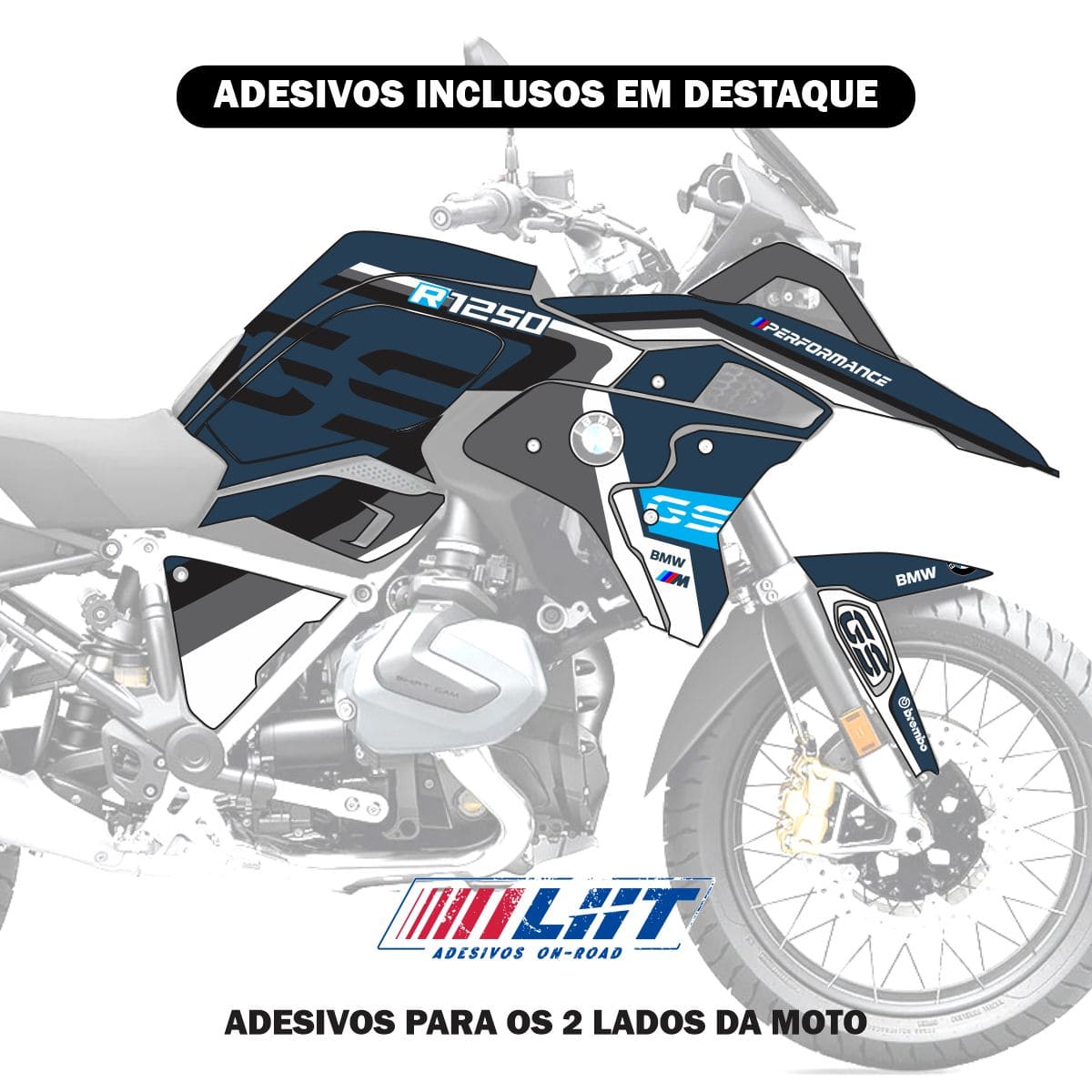 Adesivo Bmw 1250/1200 GS Completo 2017/2023 - Grid Racing - Imagem 4
