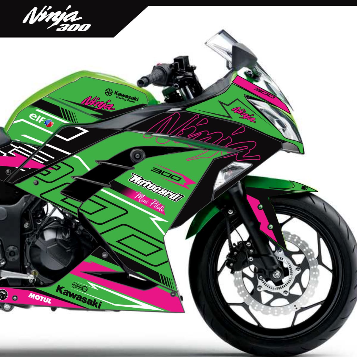 Adesivo Ninja 300 Completo 2013/2024 - Factory Racing Rosa Pink