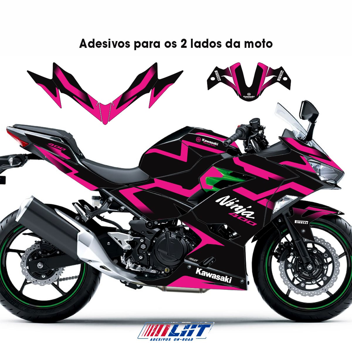 Adesivo Ninja 400 Completo 2018/2024 - Line Racing Rosa Pink - Imagem 3