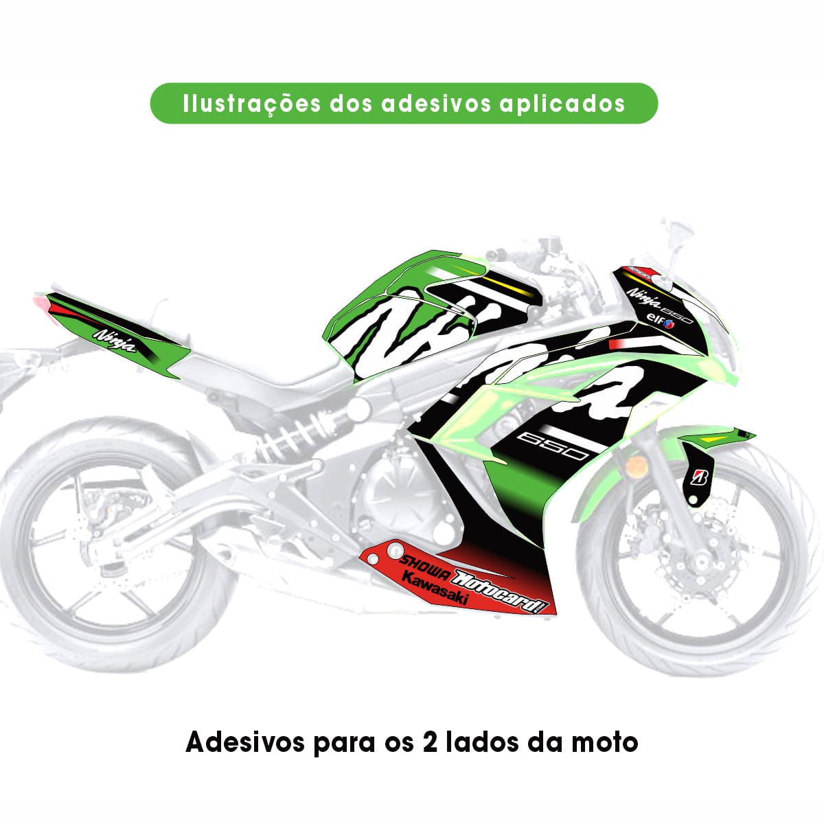 Adesivo Ninja 650 Completo 2011/2016 - Motocard Racing - Imagem 2