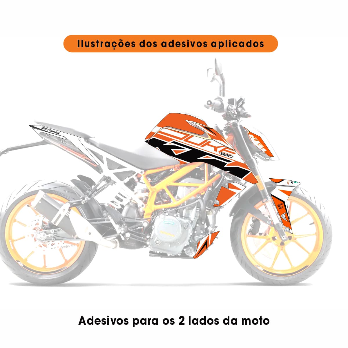 Adesivo Duke 390 Ktm Completo - White Racing - Imagem 2