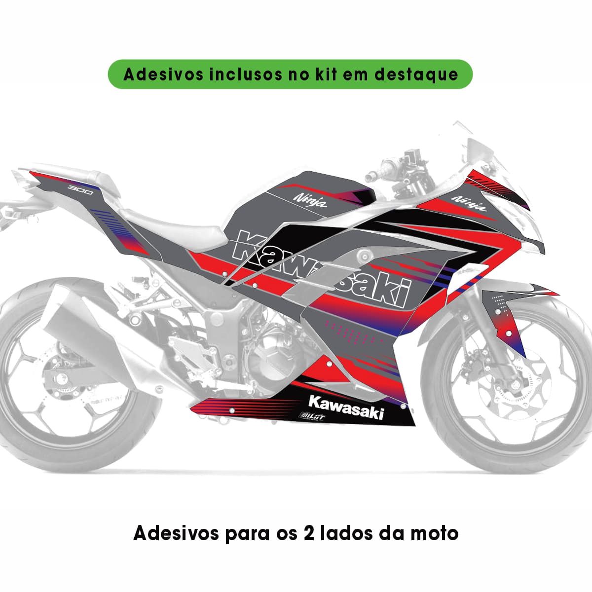 Adesivo Ninja 300 Completo 2013/2024 - Linnar Design - Imagem 2