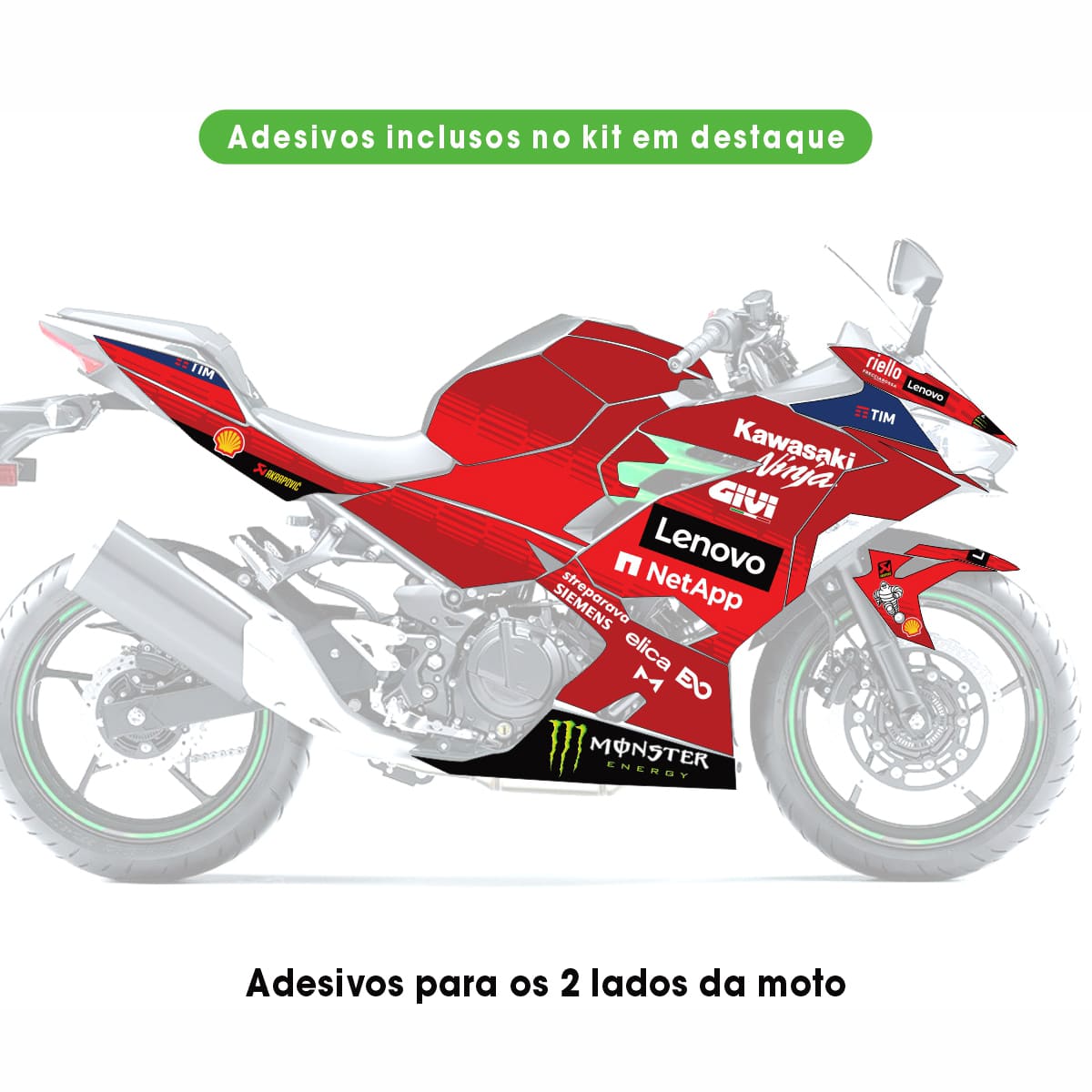 Adesivo Ninja 400 Completo 2018/2024 - Lenovo MotoGP - Imagem 2
