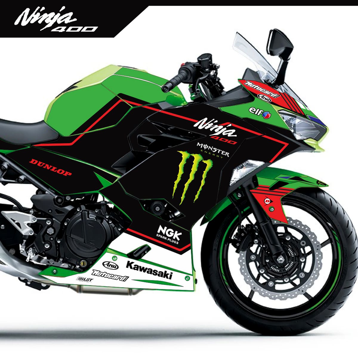 Adesivo Ninja 400 Completo 2018/2024 - Elf Racing