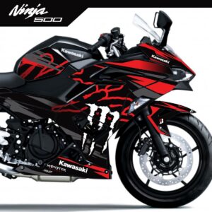 Adesivo Ninja 500 Completo 2024/2025 - Grounge Vermelha