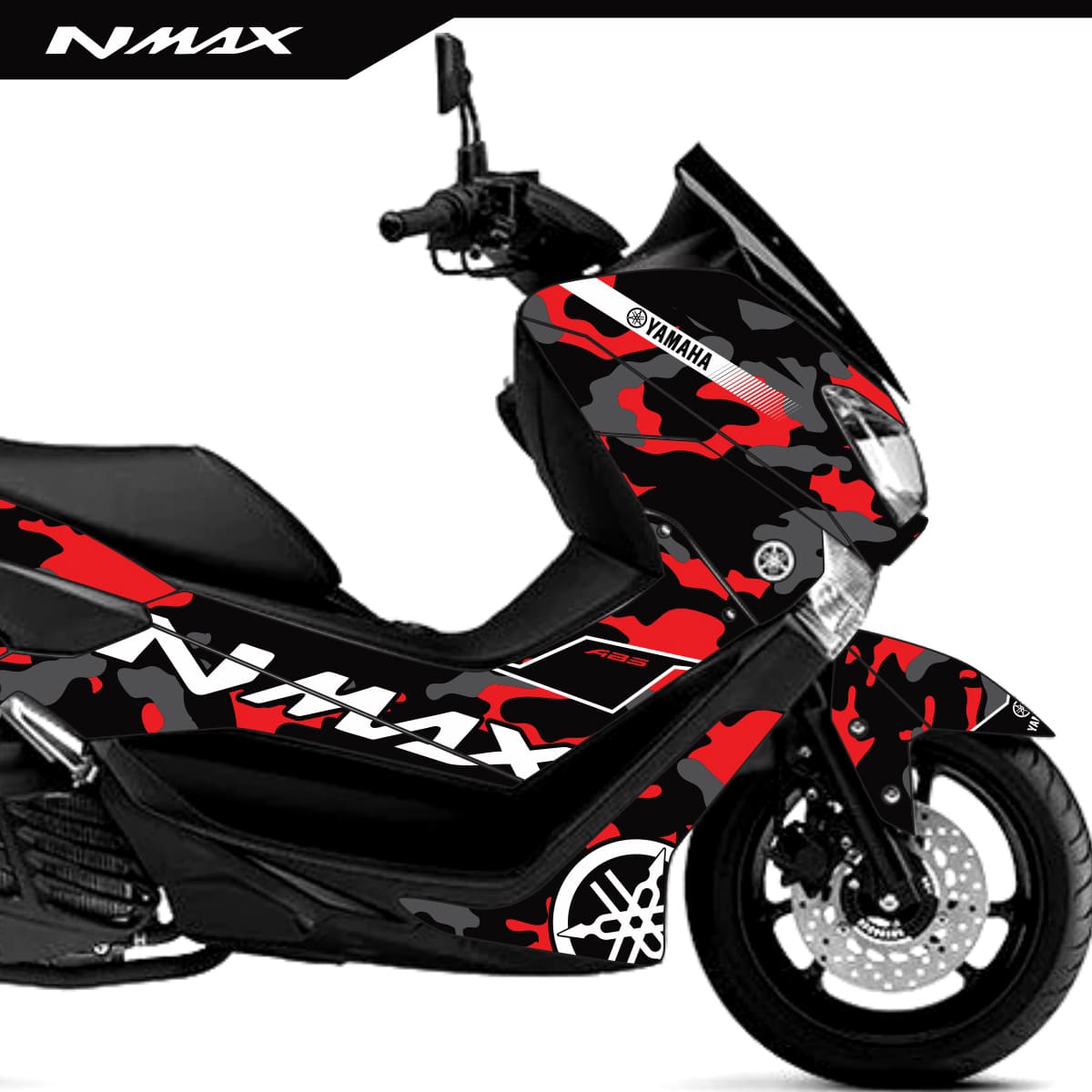 Adesivo Nmax 160 Completo 2015/2020 - Camuflado Preta/Vermelha
