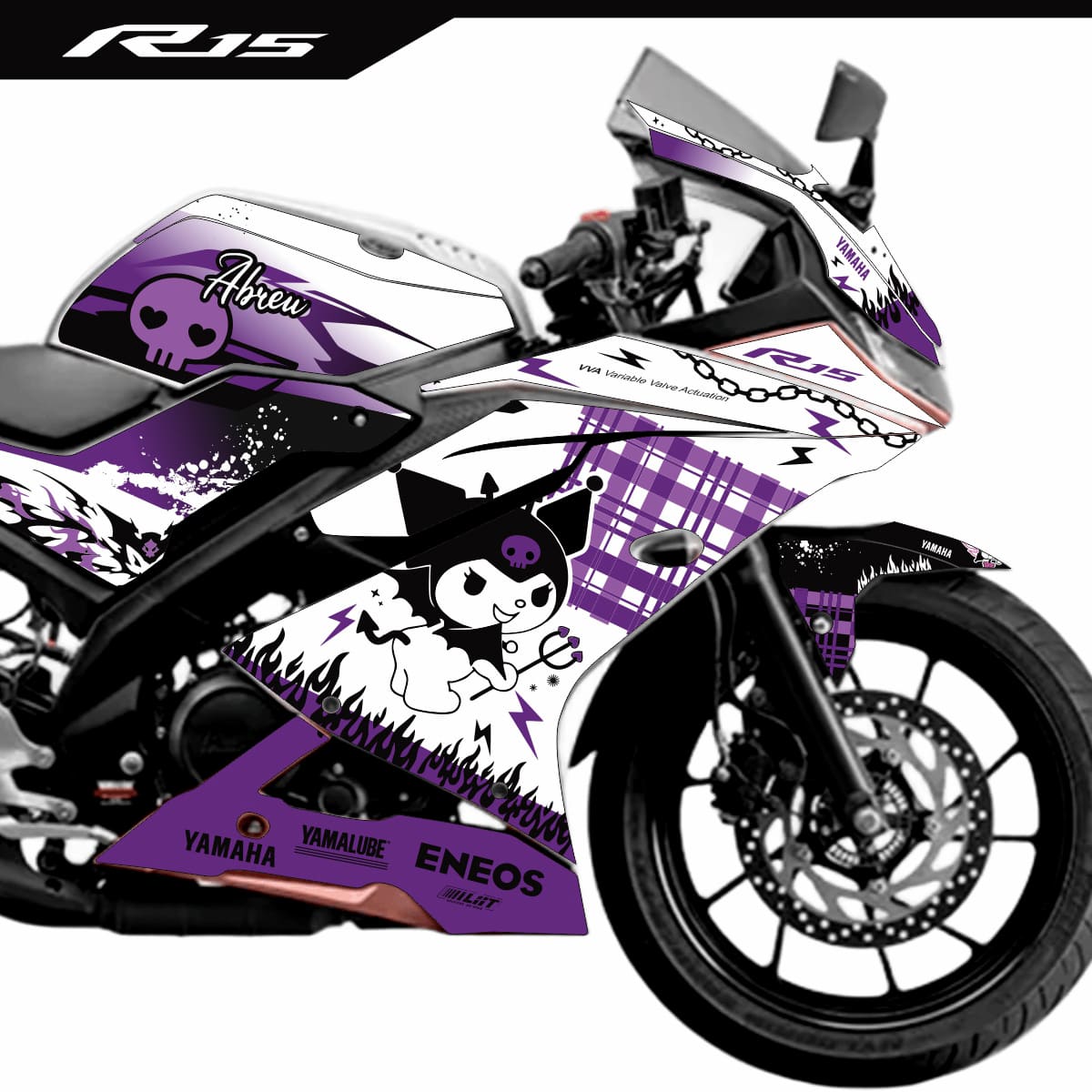 Adesivo R15 Branca 2026 Completo - Kuromi