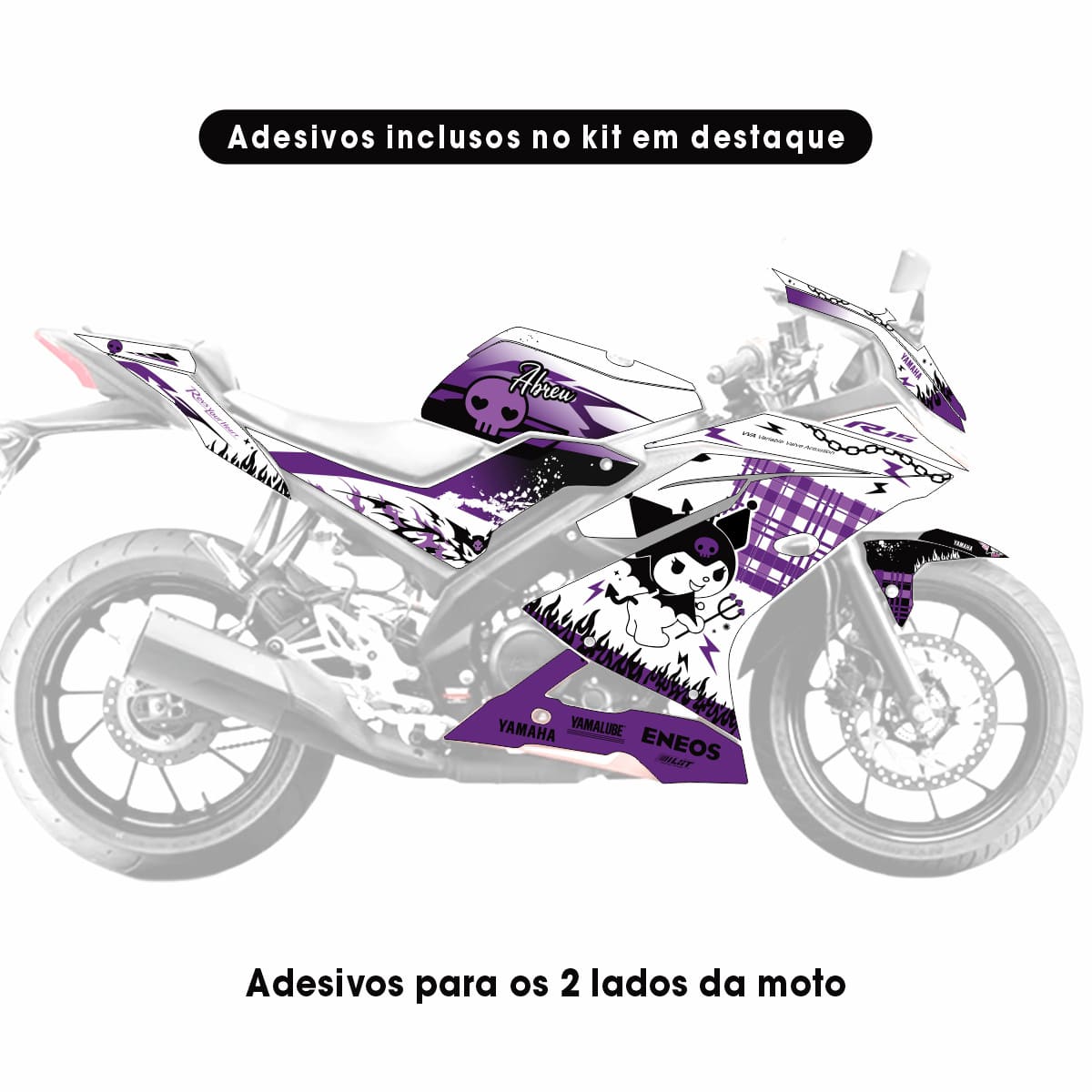 Adesivo R15 Branca 2026 Completo - Kuromi - Imagem 2