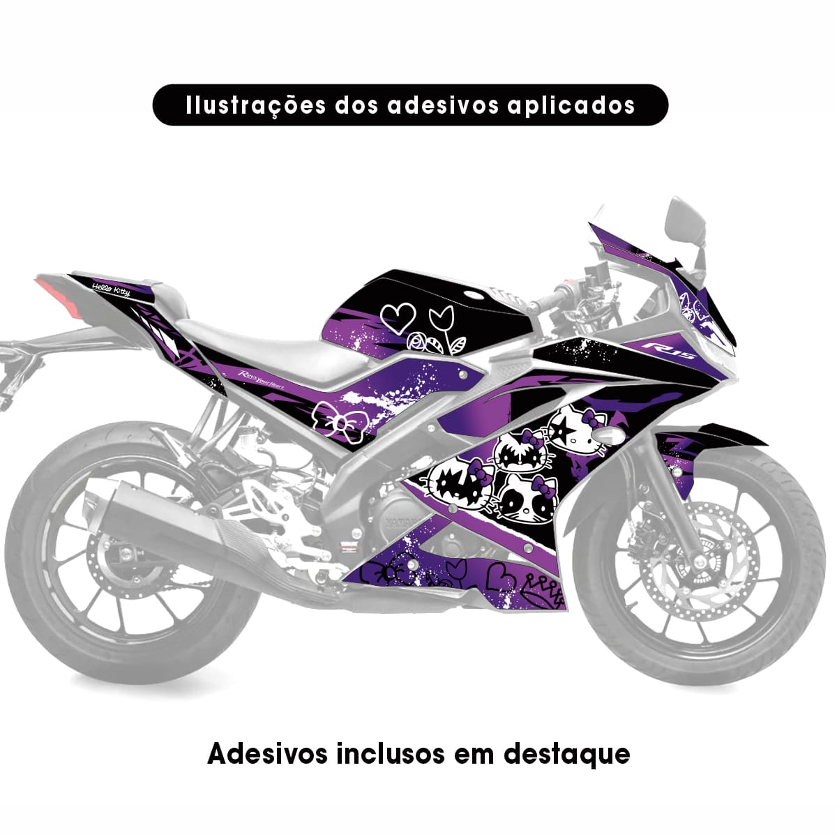Adesivo R15 2019/2026 Completo - Hello Kitty Kiss - Imagem 2