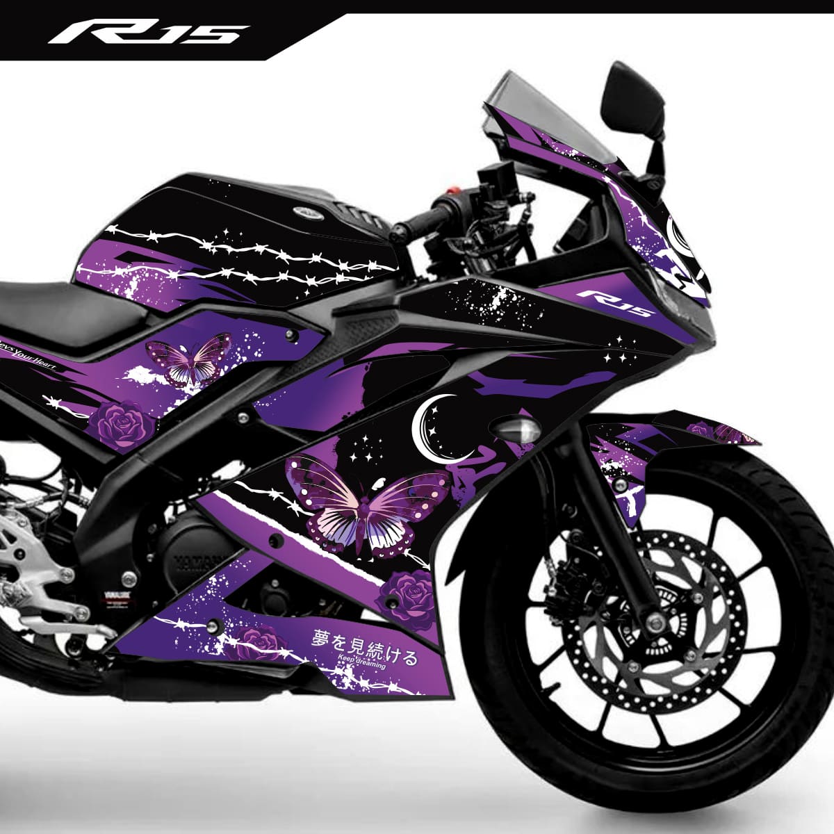 Adesivo R15 Preta/Roxa 2019/2026 Completo - ButterFly